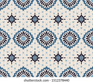 Talavera pattern. Azulejos portugal. Turkish ornament. Moroccan tile mosaic. Spanish porcelain. Ceramic tableware, folk print. Asian pottery. Ethnic background. Mediterranean wallpaper. Art Deco.