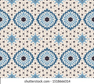 Talavera pattern. Azulejos portugal. Turkish ornament. Moroccan tile mosaic. Spanish porcelain. Ceramic tableware, folk print. Asian pottery. Ethnic background. Mediterranean wallpaper. Art Deco.