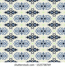 Talavera pattern. Azulejos portugal. Turkish ornament. Moroccan tile mosaic. Spanish porcelain. Ceramic tableware, folk print. Asian pottery. Ethnic background. Mediterranean wallpaper. Art Deco.