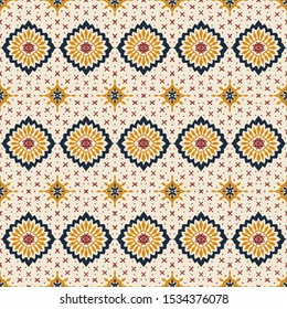 Talavera pattern. Azulejos portugal. Turkish ornament. Moroccan tile mosaic. Spanish porcelain. Ceramic tableware, folk print. Asian pottery. Ethnic background. Mediterranean wallpaper. Art Deco.