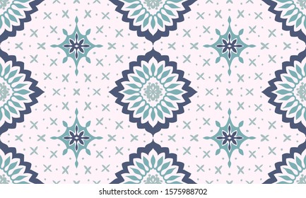 Talavera pattern. Azulejos portugal. Turkish ornament. Moroccan tile mosaic. Spanish porcelain. Ceramic tableware, folk print. Asian pottery. Ethnic background. Mediterranean wallpaper. Art Deco.