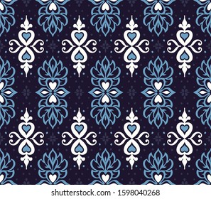 Talavera pattern. Azulejos portugal. Turkish ornament. Moroccan tile mosaic. Spanish porcelain. Ceramic tableware, folk print. Asian pottery. Ethnic background. Mediterranean wallpaper. Art Deco.