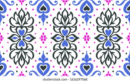 Talavera pattern. Azulejos portugal. Turkish ornament. Moroccan tile mosaic. Spanish porcelain. Ceramic tableware, folk print. Asian pottery. Ethnic background. Mediterranean wallpaper. Art Deco.