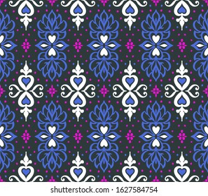 Talavera pattern. Azulejos portugal. Turkish ornament. Moroccan tile mosaic. Spanish porcelain. Ceramic tableware, folk print. Asian pottery. Ethnic background. Mediterranean wallpaper. Art Deco.
