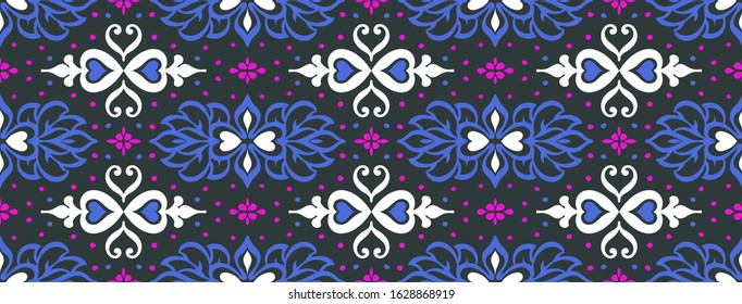 Talavera pattern. Azulejos portugal. Turkish ornament. Moroccan tile mosaic. Spanish porcelain. Ceramic tableware, folk print. Asian pottery. Ethnic background. Mediterranean wallpaper. Art Deco.