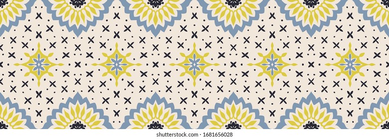 Talavera pattern. Azulejos portugal. Turkish ornament. Moroccan tile mosaic. Spanish porcelain. Ceramic tableware, folk print. Asian pottery. Ethnic background. Mediterranean wallpaper. Art Deco.