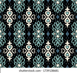 Talavera pattern. Azulejos portugal. Turkish ornament. Moroccan tile mosaic. Spanish porcelain. Ceramic tableware, folk print. Asian pottery. Ethnic background. Mediterranean wallpaper. Art Deco.