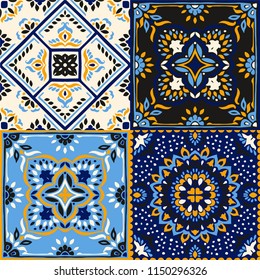 Talavera pattern.  Indian patchwork. Azulejos portugal. Turkish ornament. Moroccan tile mosaic. Ceramic tableware, folk print. Spanish pottery. Ethnic background. Mediterranean seamless  wallpaper.