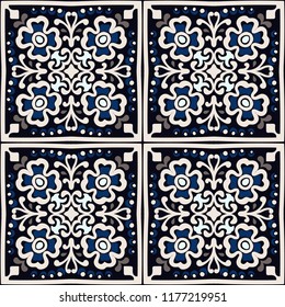 Talavera pattern.  Indian patchwork. Azulejos portugal. Turkish ornament. Moroccan tile mosaic. Ceramic tableware, folk print. Spanish pottery. Ethnic background. Mediterranean seamless  wallpaper.
