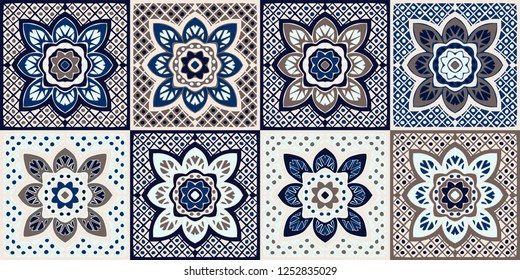 Talavera pattern.  Indian patchwork. Azulejos portugal. Turkish ornament. Moroccan tile mosaic. Ceramic tableware, folk print. Spanish pottery. Ethnic background. Mediterranean seamless  wallpaper.