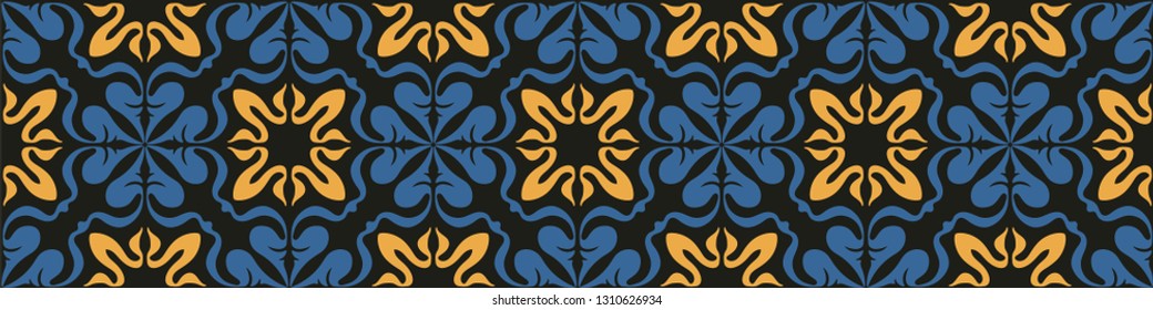 Talavera pattern.  Indian patchwork. Azulejos portugal. Turkish ornament. Moroccan tile mosaic. Ceramic tableware, folk print. Spanish pottery. Ethnic background. Mediterranean seamless  wallpaper.