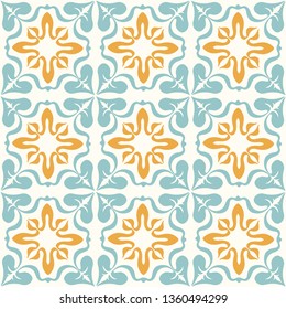 Talavera pattern.  Indian patchwork. Azulejos portugal. Turkish ornament. Moroccan tile mosaic. Ceramic tableware, folk print. Spanish pottery. Ethnic background. Mediterranean seamless  wallpaper.