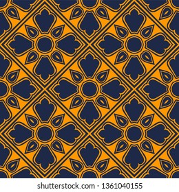 Talavera pattern.  Indian patchwork. Azulejos portugal. Turkish ornament. Moroccan tile mosaic. Ceramic tableware, folk print. Spanish pottery. Ethnic background. Mediterranean seamless  wallpaper.