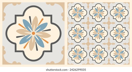 Talavera pattern. Indian patchwork. Azulejos Portugal. Turkish ornament. Moroccan tile mosaic. Ceramic tableware, folk print. Spanish pottery. Ethnic background. Mediterranean seamless wallpaper.