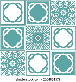 Talavera spanish ceramic tiles for wall decoration, azulejo pattern for design