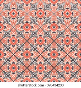 Talavera tile. Vibrant Mexican seamless pattern, originally from Morocco and Lisbon. For fabric, textile, patchwork, flooring and walls