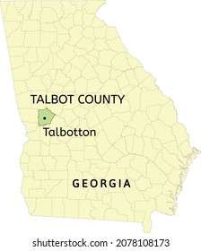 Talbot County and city of Talbotton location on Georgia state map