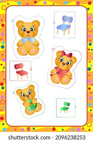 The tale of 3 bears. Cut along the lines with scissors. Vector illustration in cartoon style.