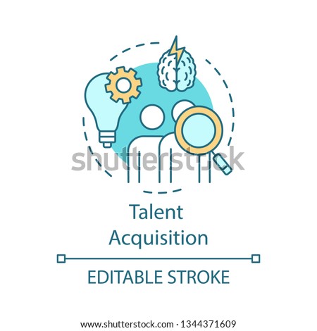 Talent acquisition concept icon. Recruiting process idea thin line illustration. Hiring skilled employee. Source potential hires. Talent marketplace. Vector isolated outline drawing. Editable stroke