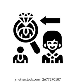 Icono de adquisición de talento Ilustración vectorial de glifos