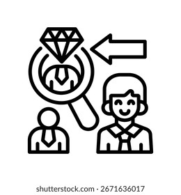Ilustración vectorial de línea de ícono de adquisición de talento