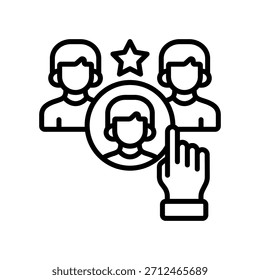 Ilustración vectorial de línea de ícono de adquisición de talento