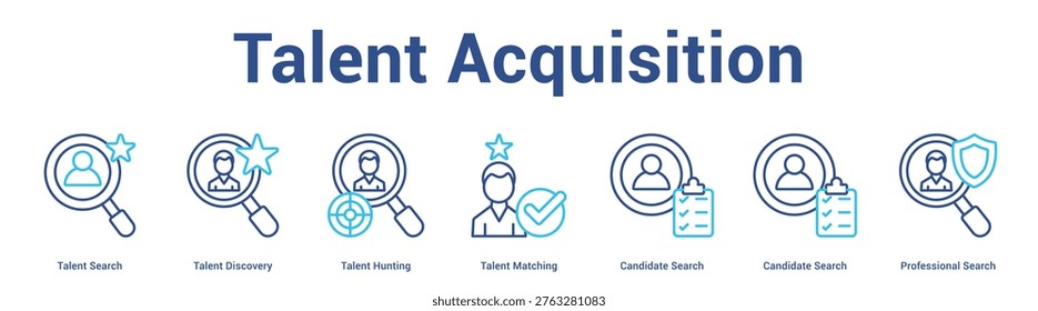 Talent Acquisition web banner icon set vector illustration concept for business with icon of Talent Search, and more.