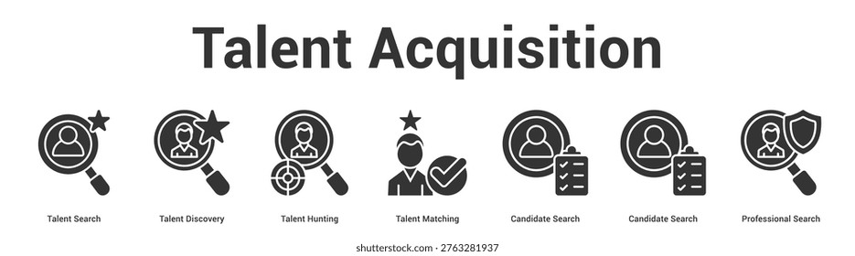 Talent Acquisition web banner icon set vector illustration concept for business with icon of Talent Search, and more.