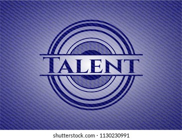 Talent badge with denim background