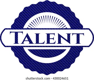 Talent badge with denim texture