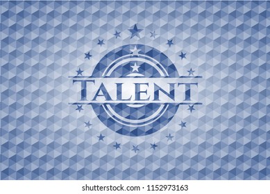 Talent blue hexagon badge.
