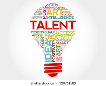 Talent bulb word cloud concept