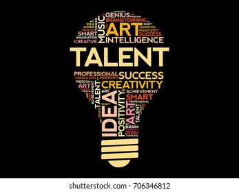 Talent bulb word cloud concept background