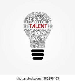 Talent bulb word cloud, education concept