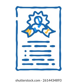 talent certificate of manager doodle icon sketch vector. talent certificate of manager sign. isolated symbol illustration