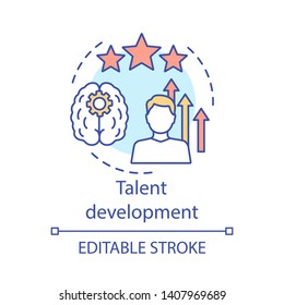 Talent development concept icon. Personal growth, inspiration, aspiration idea thin line illustration. Achievement, success, skill improvement vector isolated outline drawing. Editable stroke