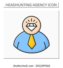 Talent employee color icon. Employees with special above-average skills or abilities. Motivated and inspired worker. Headhunting agency concept. Isolated vector illustration