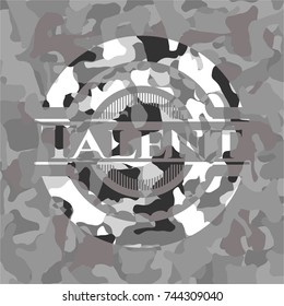 Talent grey camouflaged emblem
