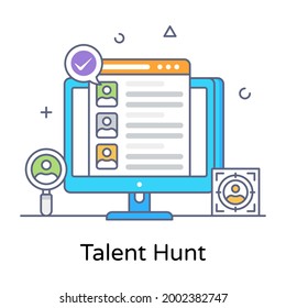 Talent hunt flat concept icon design