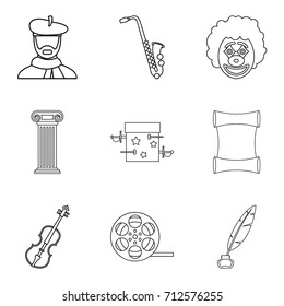 Talent icons set. Outline set of 9 talent vector icons for web isolated on white background