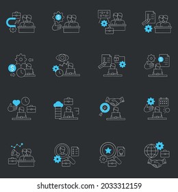 Talent management chalk icons set.Attracting Employees. Recruitment. Talent development.Business Practice concept.Isolated vector illustrations on chalkboard