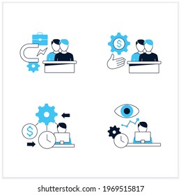 Talent management flat icons set.Resource management, performance monitoring, evp, attracting employees. Business Practice concept. Vector illustrations