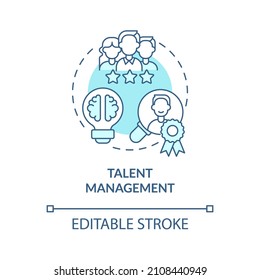 Talent management turquoise concept icon. Attract and hire top experts. HR abstract idea thin line illustration. Isolated outline drawing. Editable stroke. Roboto-Medium, Myriad Pro-Bold fonts used