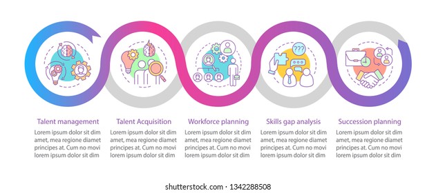 Talent Management Vector Infographic Template. Workforce Planning. Business Presentation Design Elements. Data Visualization With Steps, Options. Process Timeline Chart. Workflow Layout, Linear Icons