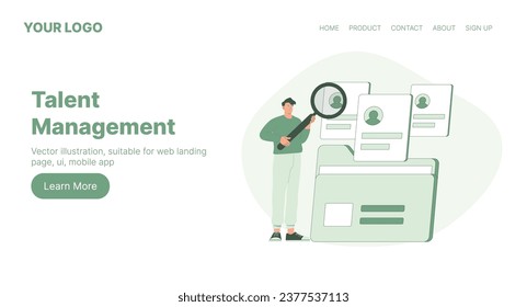 Talent management. Web landing page design. Flat cartoon vector illustration. Vector illustration, suitable for web landing page, ui, mobile app