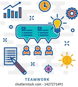 Talent Marketplace And Teamwork Concept Icon. Recruiting Process Idea Thin Line Illustration. Talent Acquisition Team. Hiring Skilled Employee. Human Resource Management. Vector Isolated Drawing
