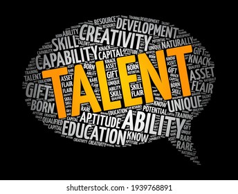 Talent message bubble word cloud collage, concept background