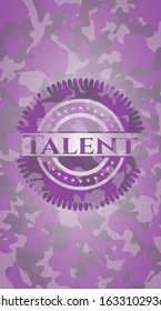 Talent pink on camo pattern. Vector Illustration. Detailed.