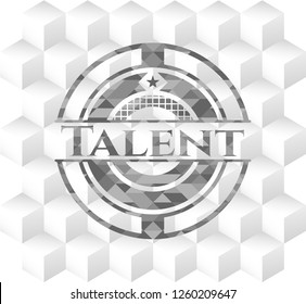 Talent realistic grey emblem with cube white background