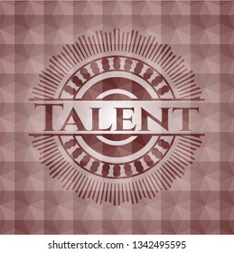 Talent red geometric pattern emblem. Seamless.